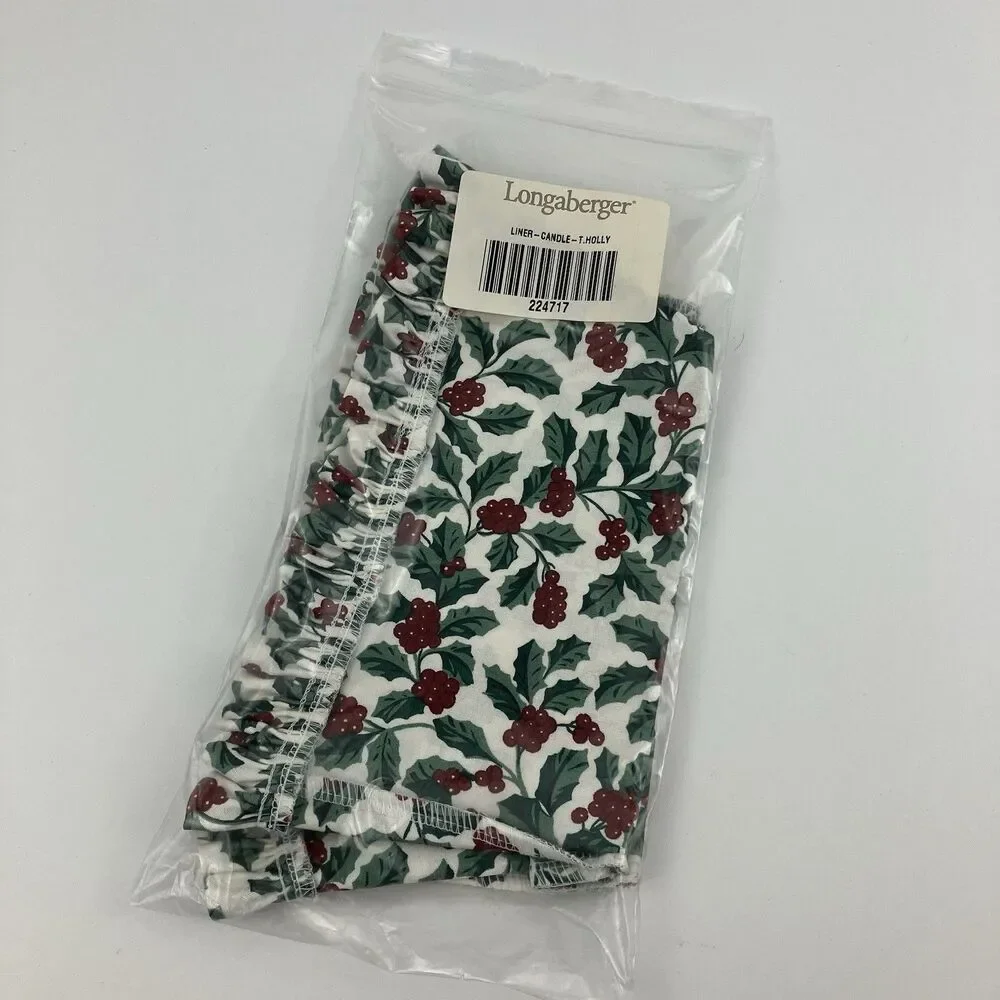 Longaberger Candle Basket Liner Traditional Holly | 8x3x5